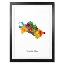 Listing image for Turkmenistan Map, Poster, Canvas or Framed Print, watercolour painting 10961