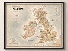 Listing image for United Kingdom UK Vintage Map Wall Art Print Poster Wall Art Picture A4 A3 A5