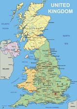 Listing image for United Kingdom UK Map Northern Ireland Map Wall Poster Print Optional Laminated