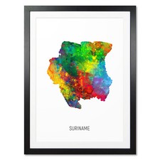 Listing image for Suriname Map, Poster, Canvas or Framed Print, watercolour painting 10946