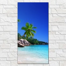 Listing image for Photo Art Tempered Glass Print 50x100 beach at Praslin island Seychelles Seascap