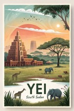 Listing image for Vibrant Yei, South Sudan Travel Poster - African Safari Art Print A1-A4 Poster A