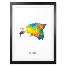 Listing image for Estonia Map, Poster, Canvas or Framed Print, watercolour painting 10827