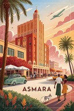 Listing image for Asmara, Eritrea Vintage Travel Poster - Unique Art Deco Style Print