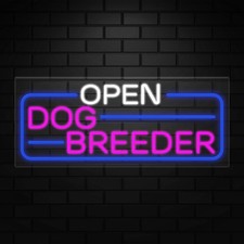 Listing image for Open Dog Breeder Neon Sign for Displays | LED Flex Neon | 32"W x 13"H x 1"D