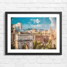 Listing image for Ancient Roman Ruins Arch Architecture Original Framed Wall Art Print Large