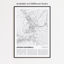 Listing image for Antigua Guatemala Map Print, Sacatepéquez Travel Poster, Wall Decor Art