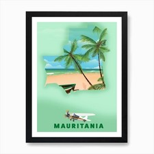 Listing image for Mauritania Travel map Art Print Framed Wall Art Poster Canvas Print Picture