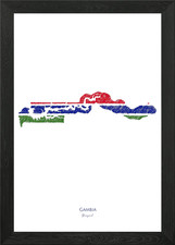 Listing image for Gambia Flag Map Line Art Framed Wall Art Poster Canvas Print Picture
