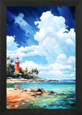 Listing image for Tuvalu Oil Painting Framed Wall Art Poster Canvas Print Picture