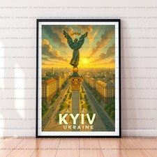 Listing image for Unframed Sunset Kyiv Ukraine Travel Print Illustration WallArt Decor Kyiv Poster