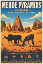 Listing image for Meroe Pyramids Sudan Vintage Travel Poster Print Retro Wall Art