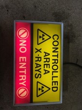 Listing image for Vintage Illuminated Hospital X-Ray Radiation Warning Sign Lightbox Working NHS
