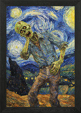 Listing image for Zombie Starry Night Framed Wall Art Poster Canvas Print Picture