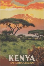 Listing image for Kenya East Africa Vintage Travel Poster Print Retro Wall Art