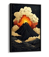 Listing image for COOL BLACK VOLCANO GOLD ERUPTION FLOAT EFFECT FRAME CANVAS ART PIC PRINT